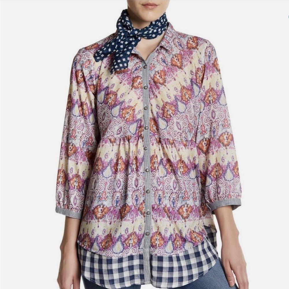 Aratta Purple and Cream Button Down Shirt